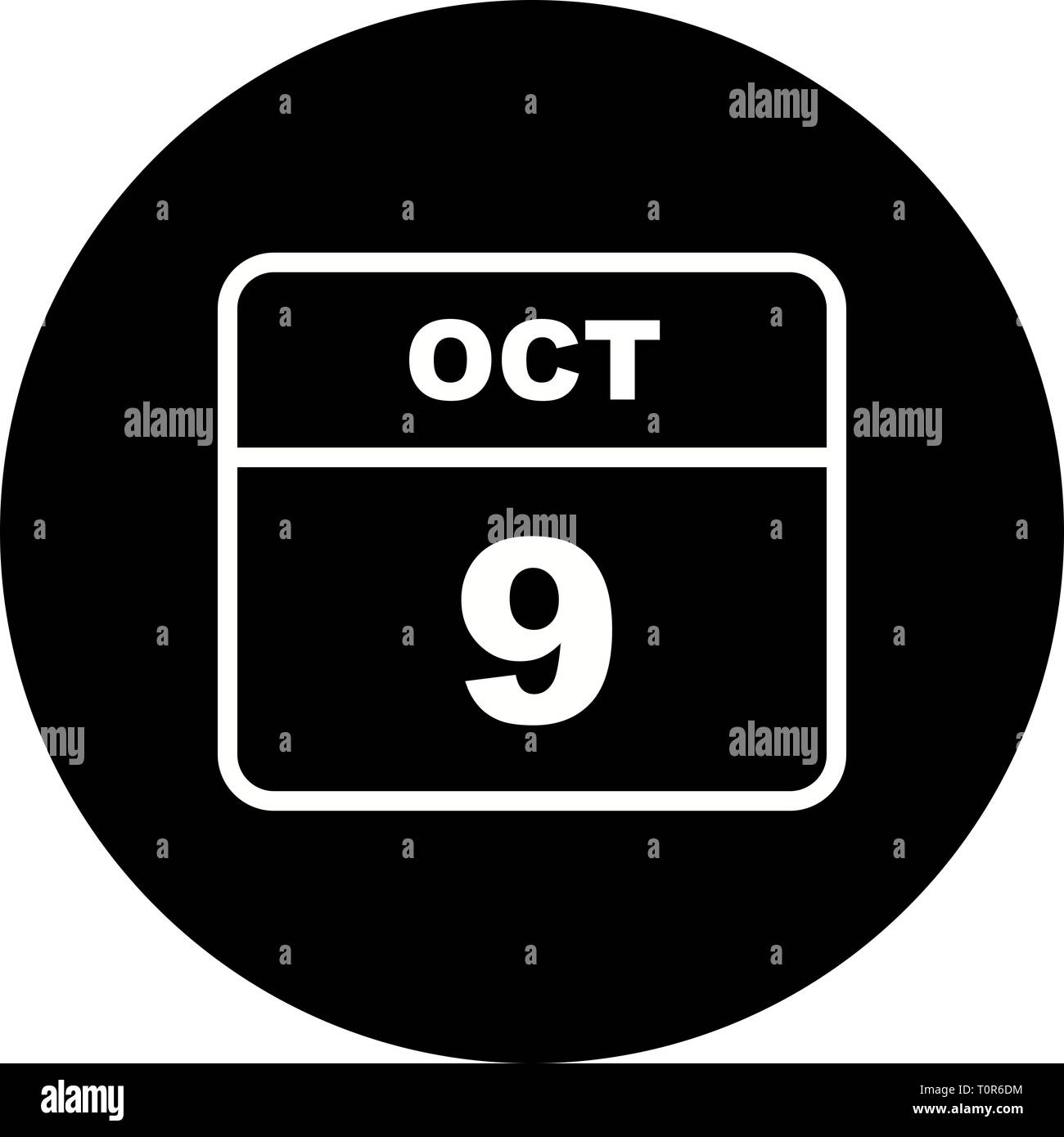 October 9th Date on a Single Day Calendar Stock Photo Alamy
