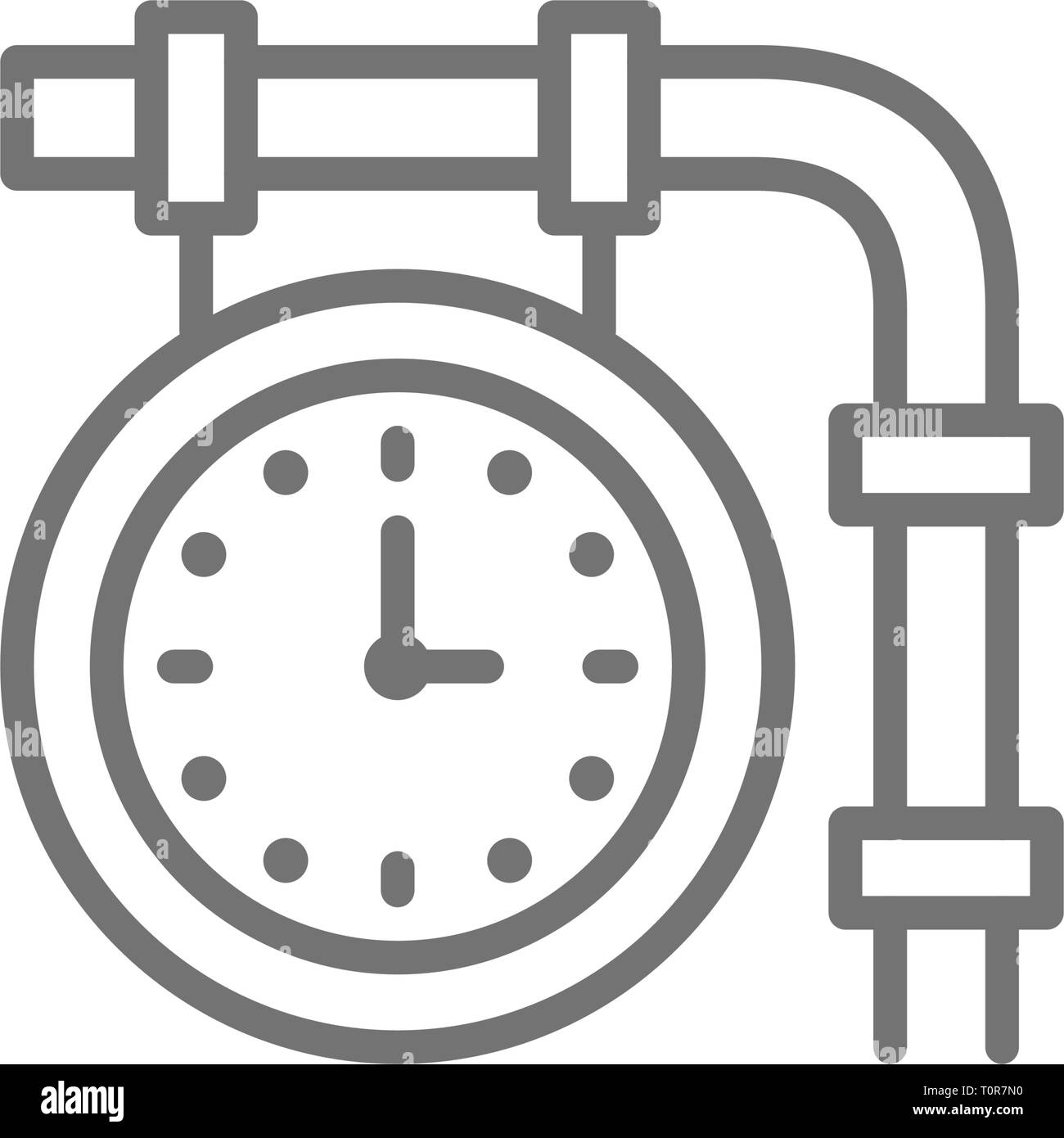 Train station clock, railroad platform time line icon. Stock Vector