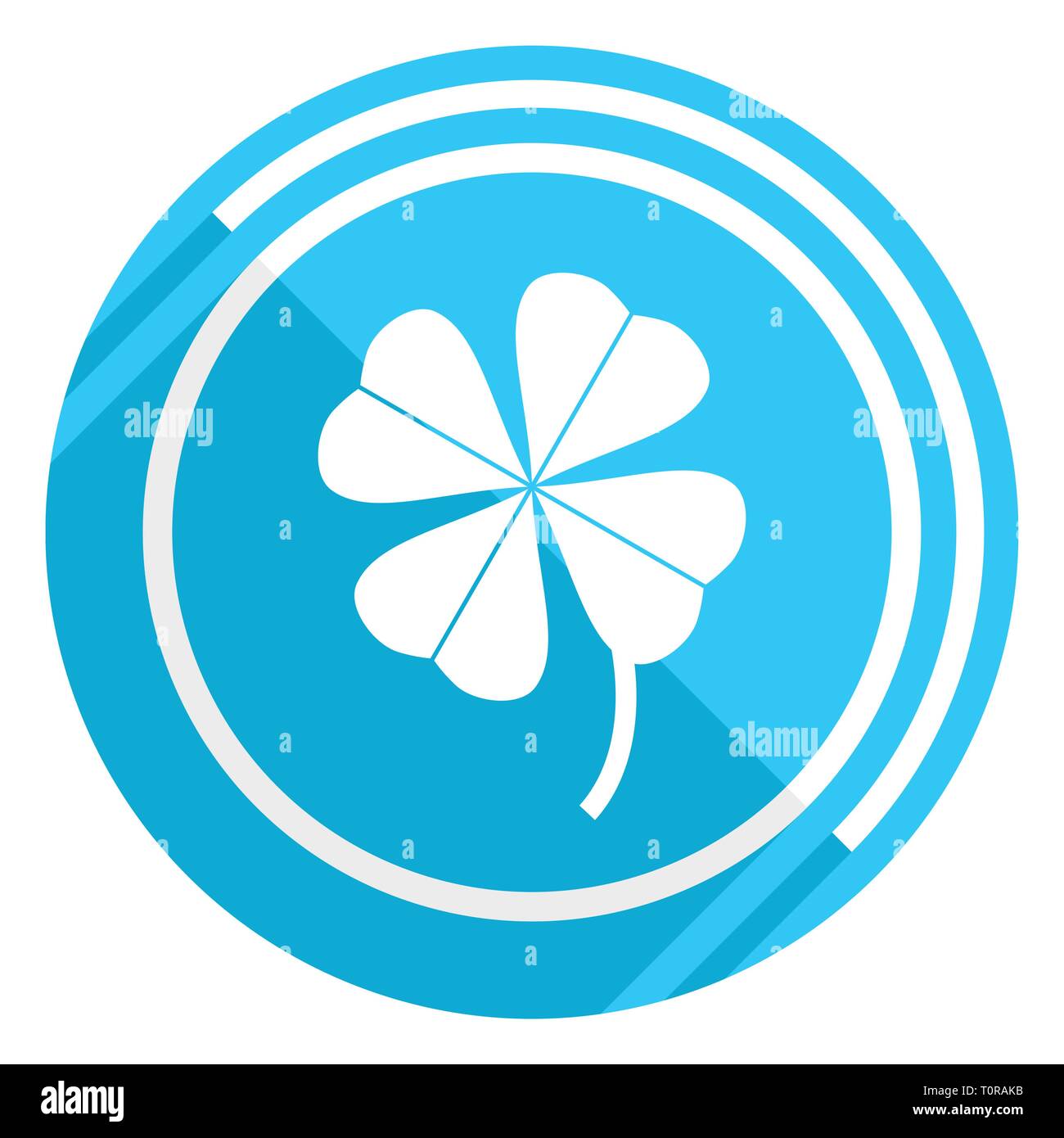 Four-leaf clover flat design blue web icon, easy to edit vector