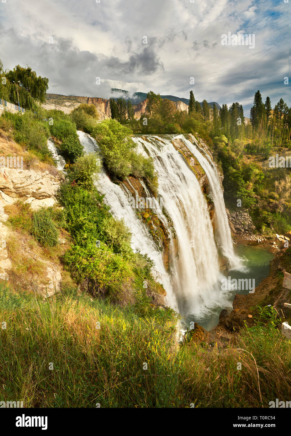 Pictures & Images of the Tortum Water Falls, Coruh Valley, Erzurum in the Eastern Anatolia, Turkey.  The Tortum water falls are the largest in turkey  Stock Photo