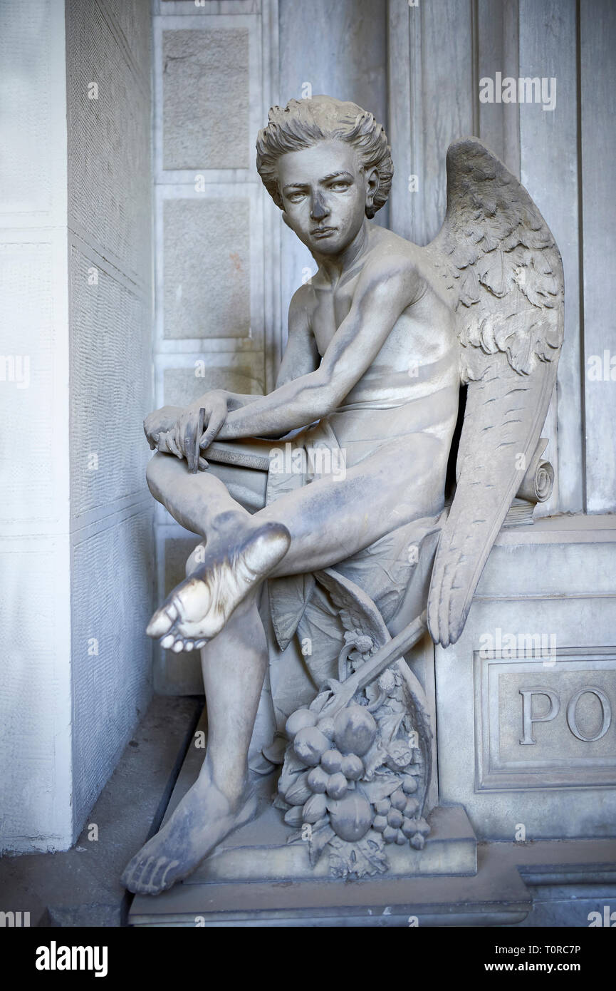 Picture and image of the stone sculpture of an angel in 19th century ...