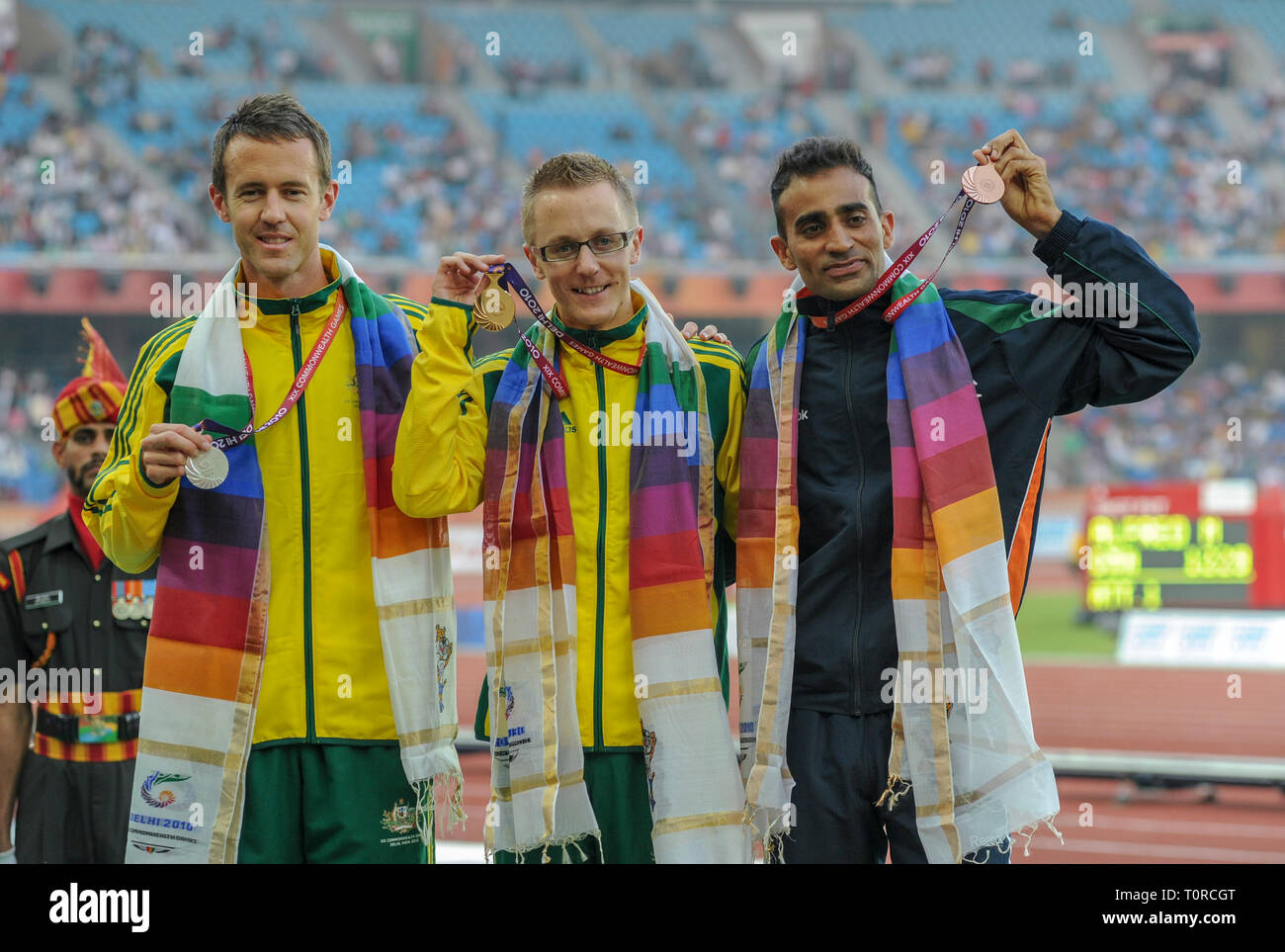 Men's 20k Walk Medal Ceremony, Commonwealth Games 2010 Stock Photo Alamy