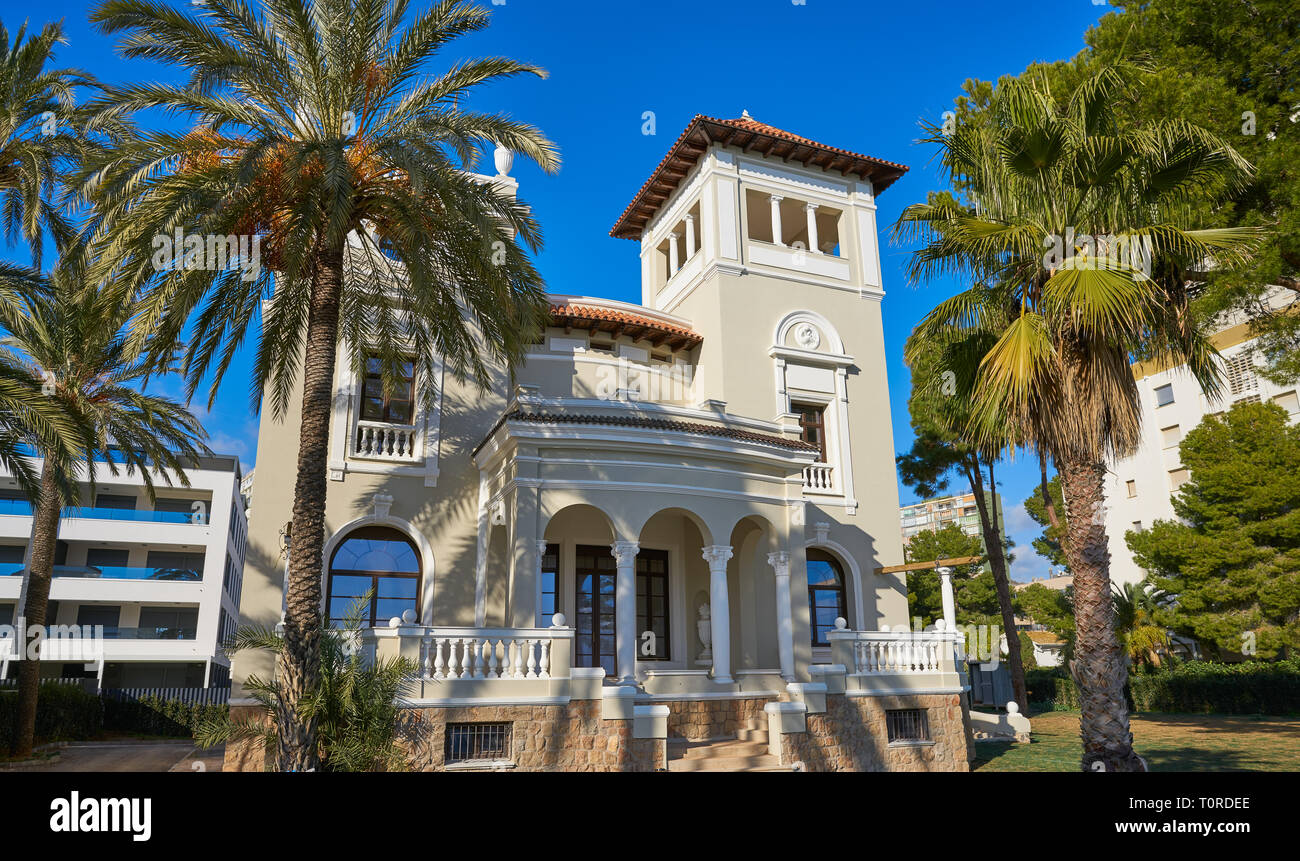 Villa Maria herritage houses in Benicassim shoreline of Castellon Spain also Benicasim Stock Photo