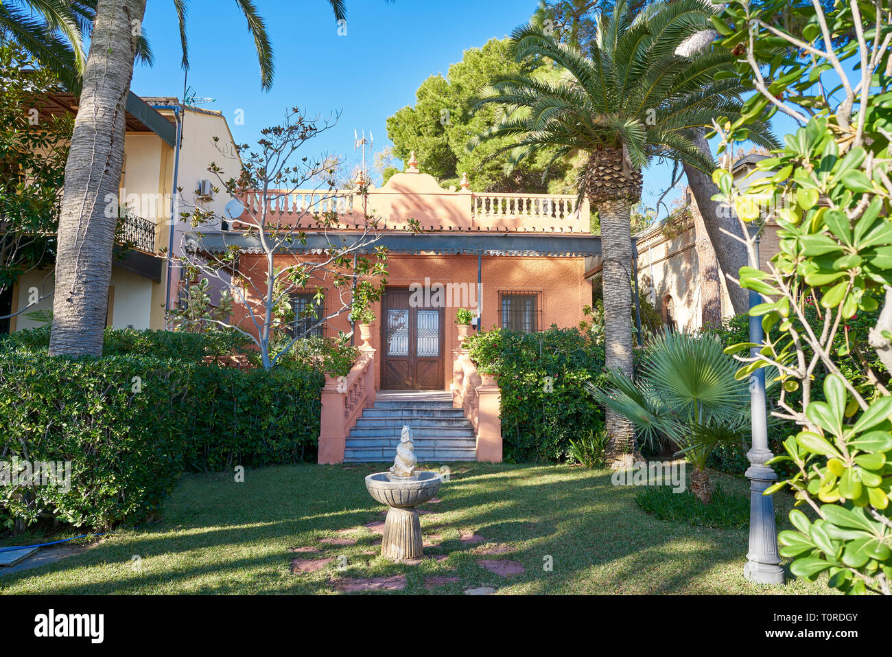 Villa Isabel herritage houses in Benicassim shoreline of Castellon Spain also Benicasim Stock Photo