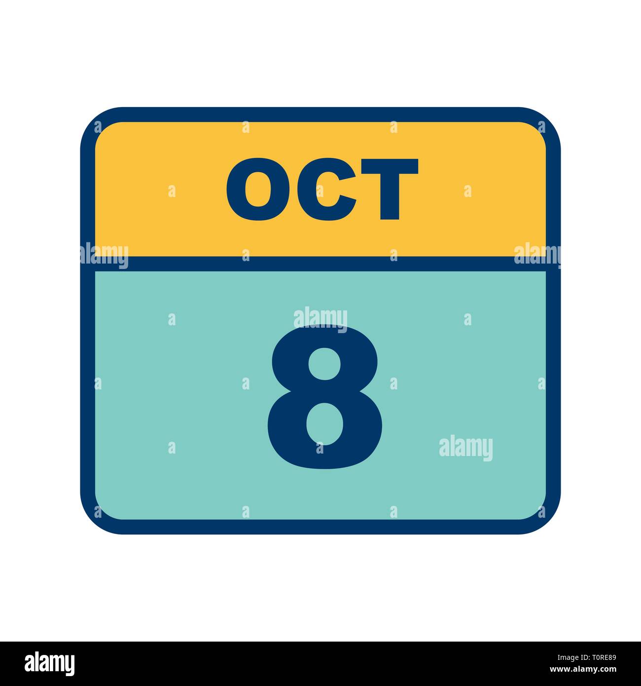 October 8th Date on a Single Day Calendar Stock Photo Alamy