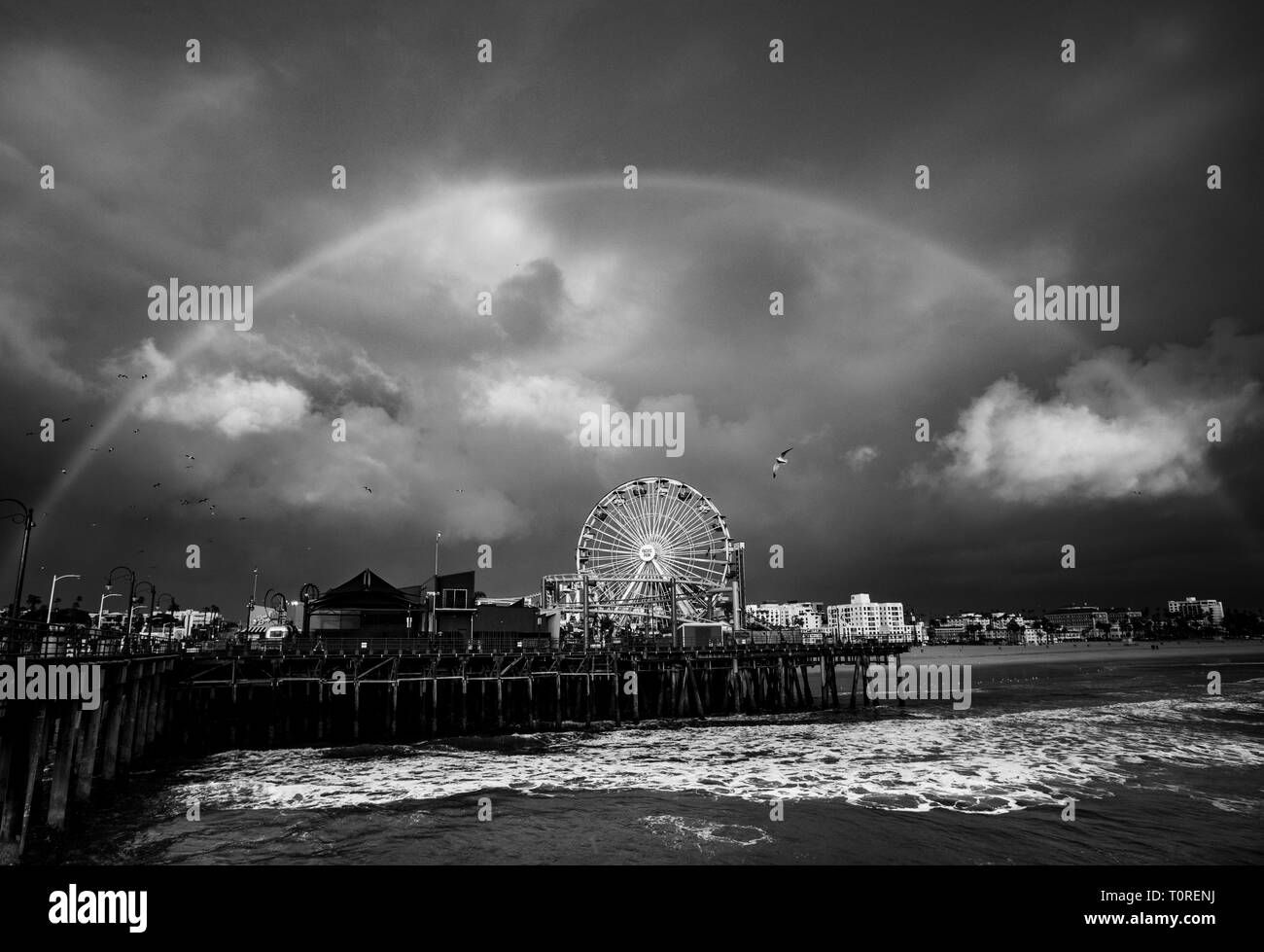 Ferris Wheel, Pier, Santa Monica, Los Angeles, California, USA Stock Photo