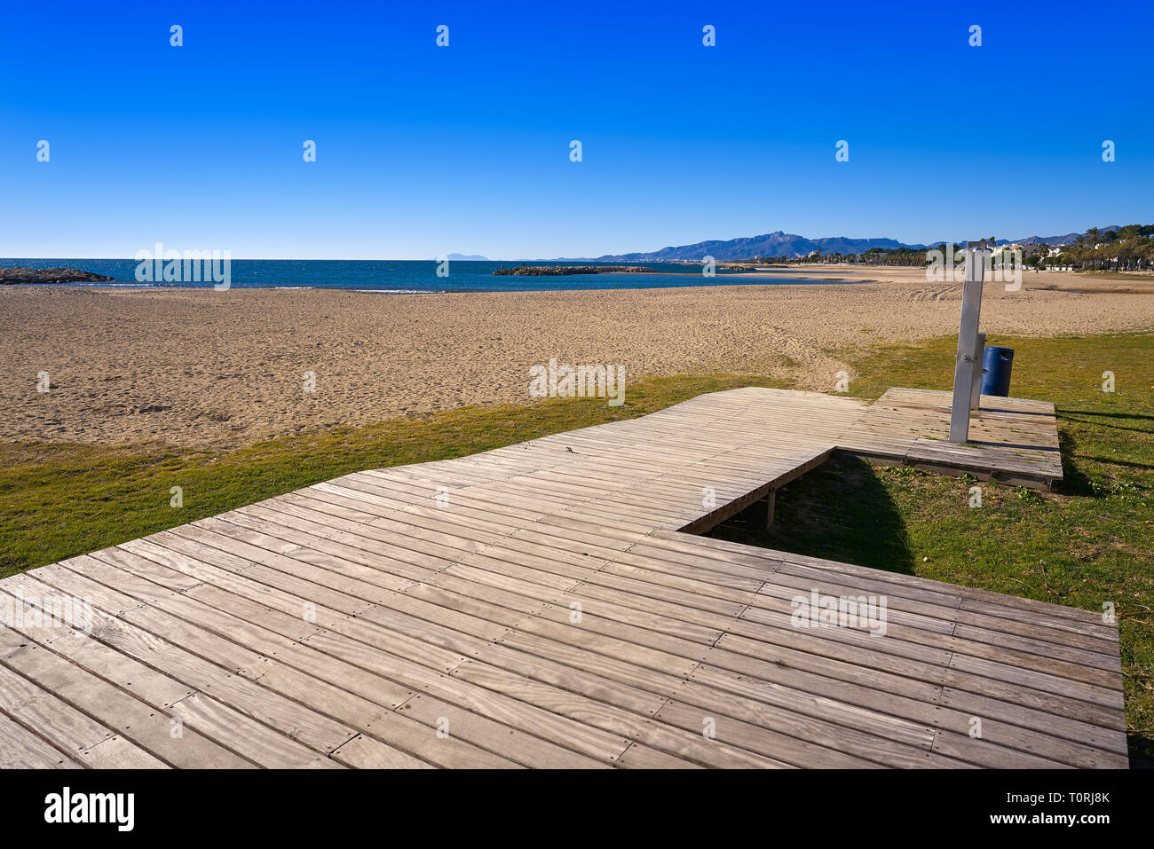 Platja Horta Santa Maria beach in Cambrils Tarragona at Costa Dorada of Catalonia Stock Photo