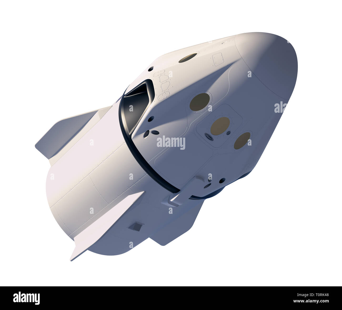 Commercial Crew Spacecraft Isolated On White Background. 3D Illustration. Stock Photo