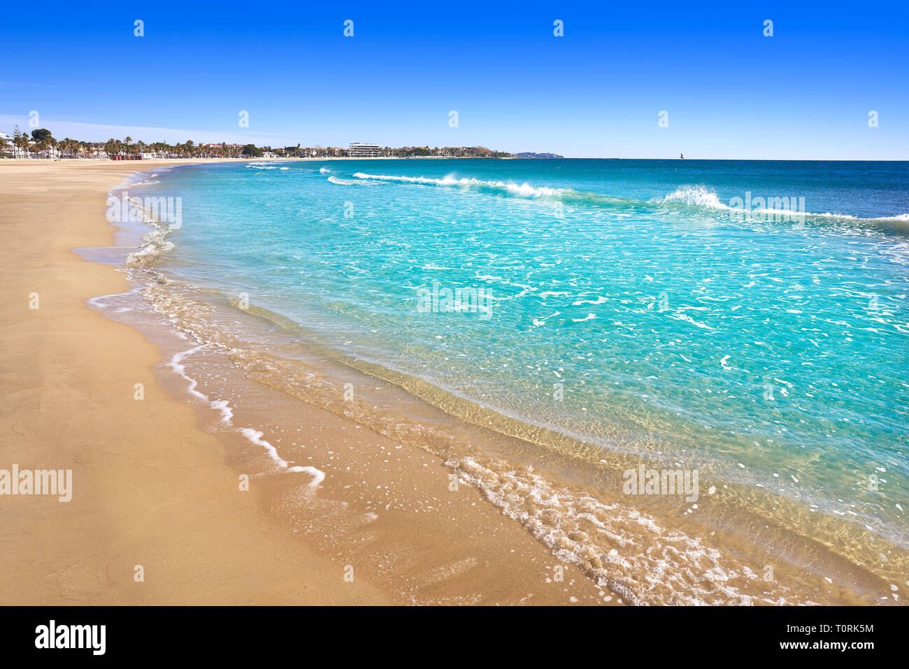 Platja Prat d'En Fores beach in Cambrils Tarragona at Costa Dorada of Catalonia Stock Photo