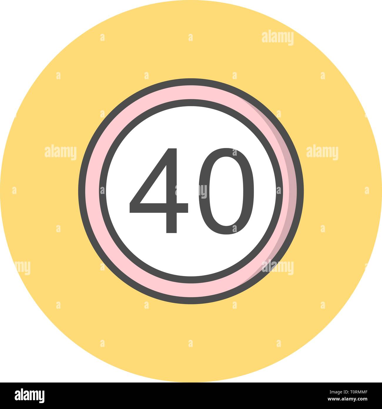 Illustration Speed limit 40 Icon Stock Photo - Alamy