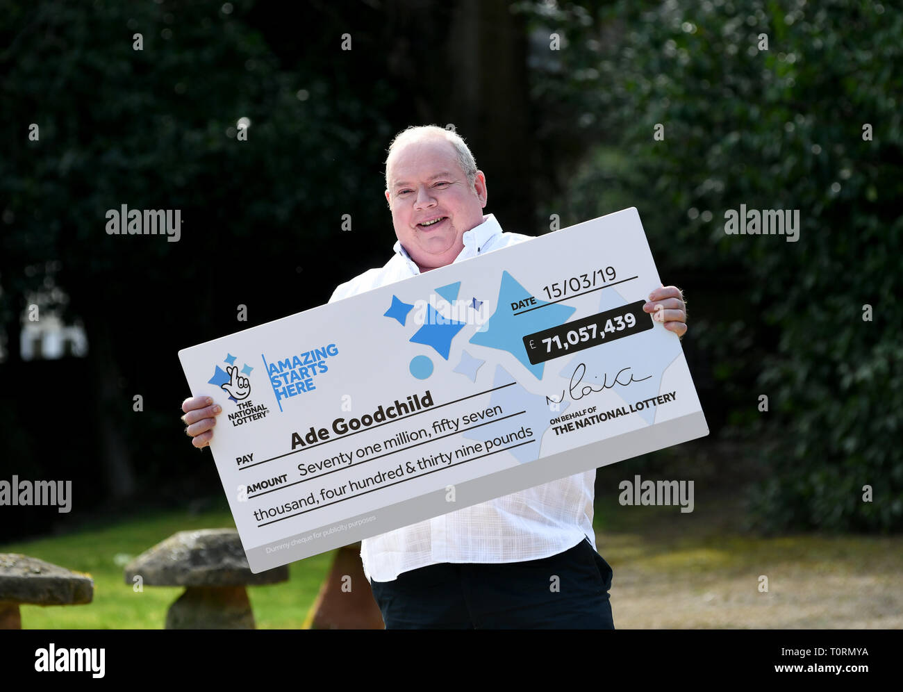National Lottery winner Ade Goodchild of Hereford winner of the £71,057,439 prize Stock Photo