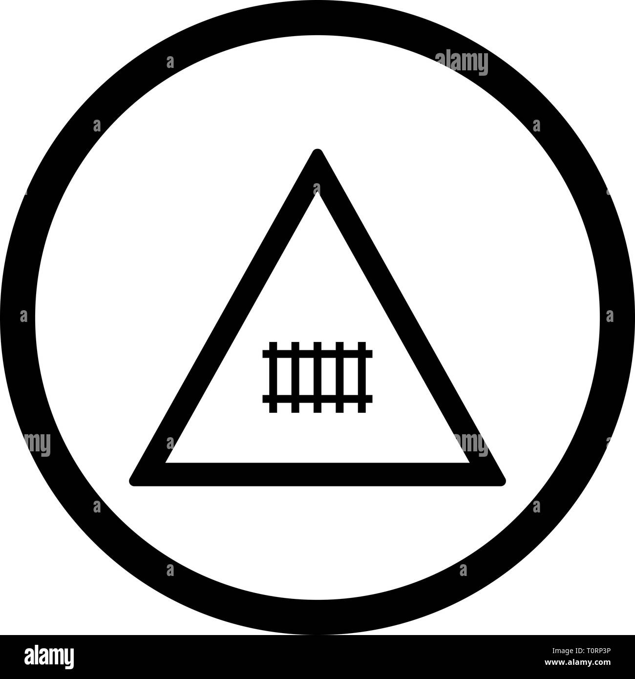Illustration Level crossing (with gate) Road Sign Icon Stock Photo - Alamy