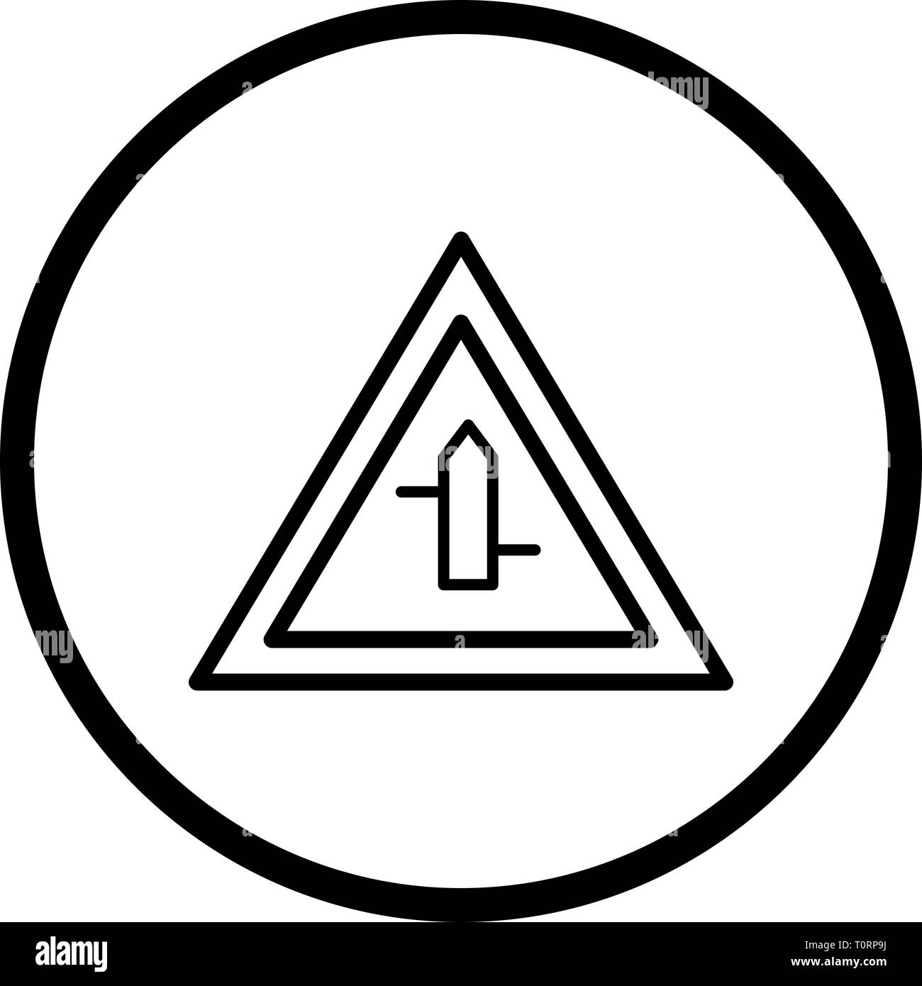 Illustration Minor cross roads from left to right Road Sign Icon Stock