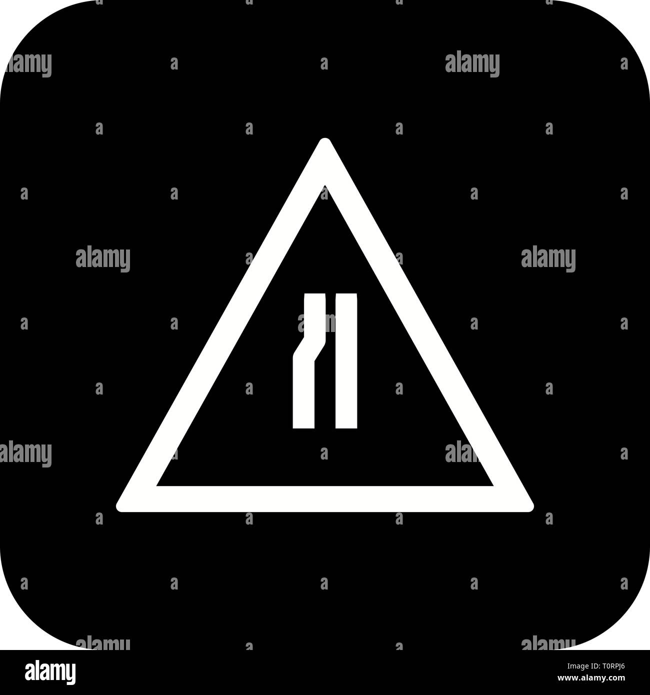 Illustration Road narrows on Left Road Sign Icon Stock Photo - Alamy