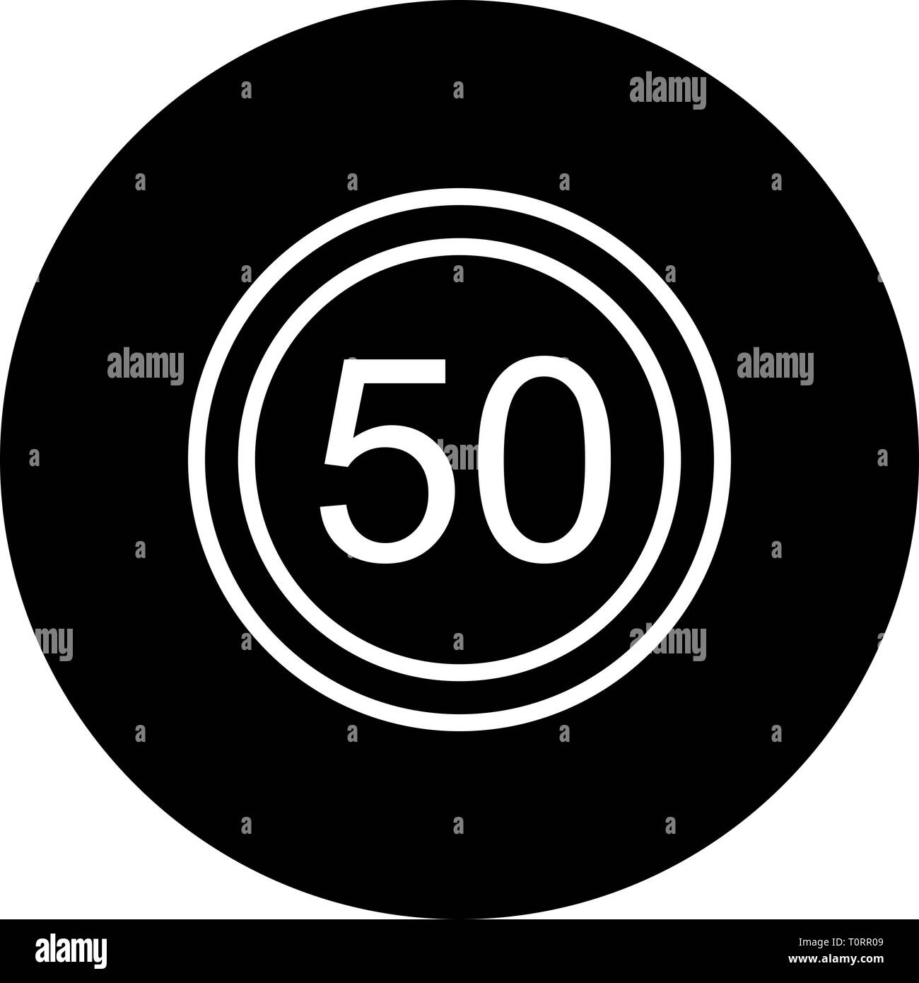 Illustration Speed limit 50 Icon Stock Photo - Alamy
