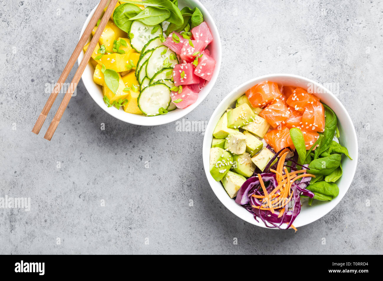 Poke bowls with fish Stock Photo Alamy