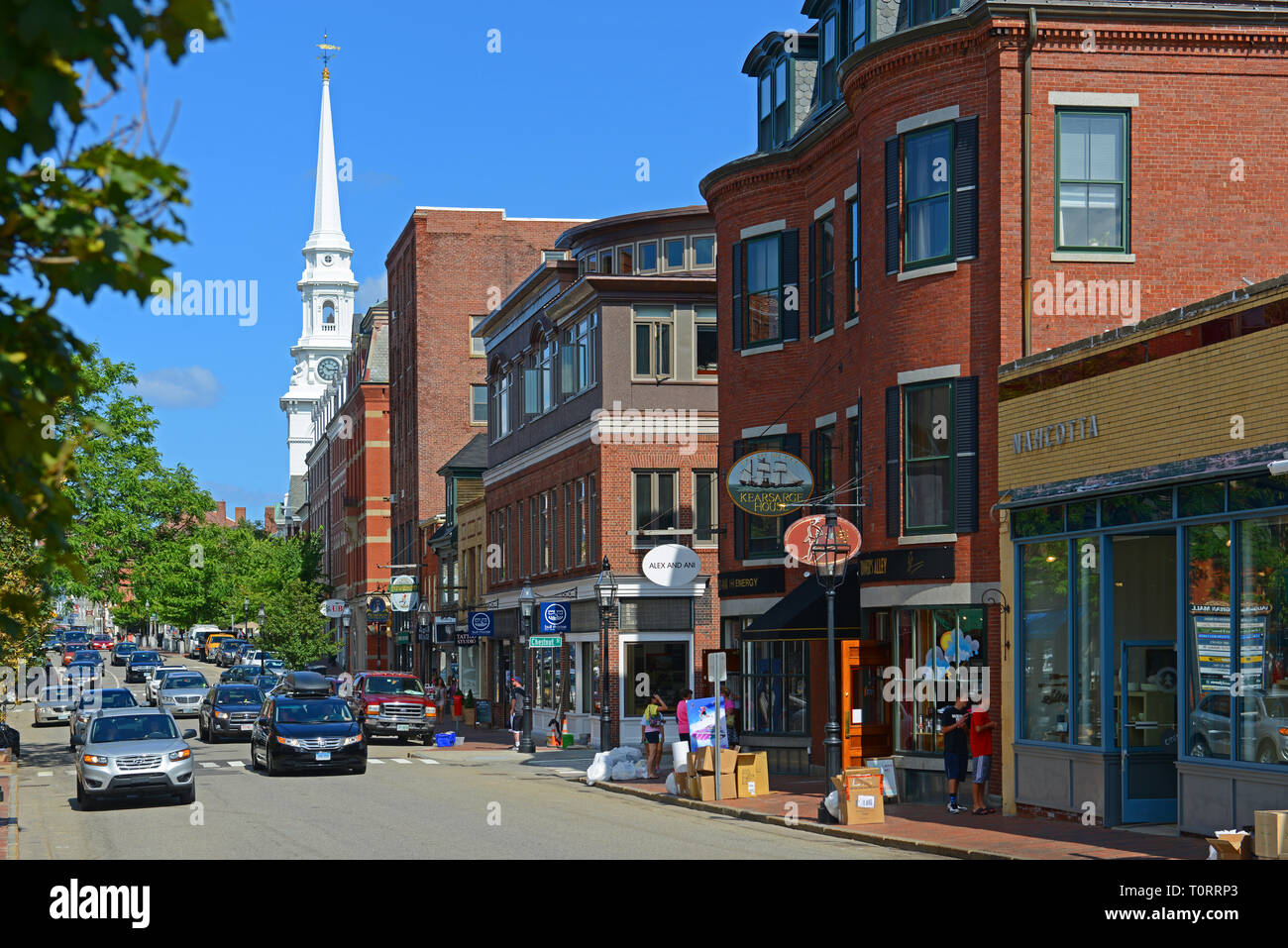 Historic buildings on Congress Street near Market Square in downtown