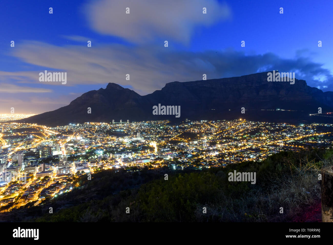 The Panoramic view of Cape town at Night, South Africa Stock Photo - Alamy