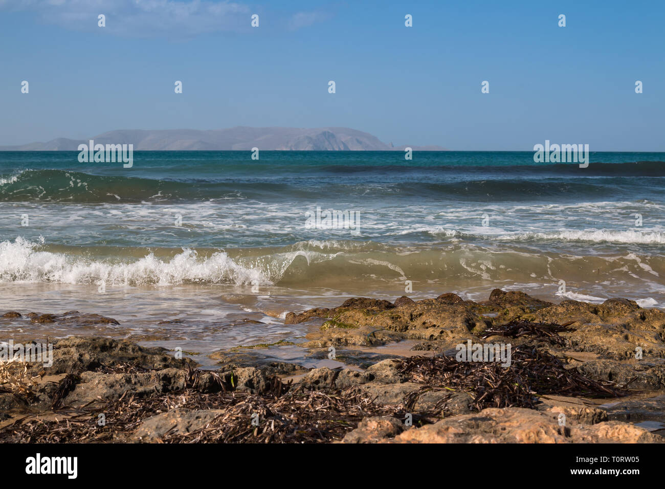 Rocky Coast Turqouise Color Of The Mediterranean Sea With Small