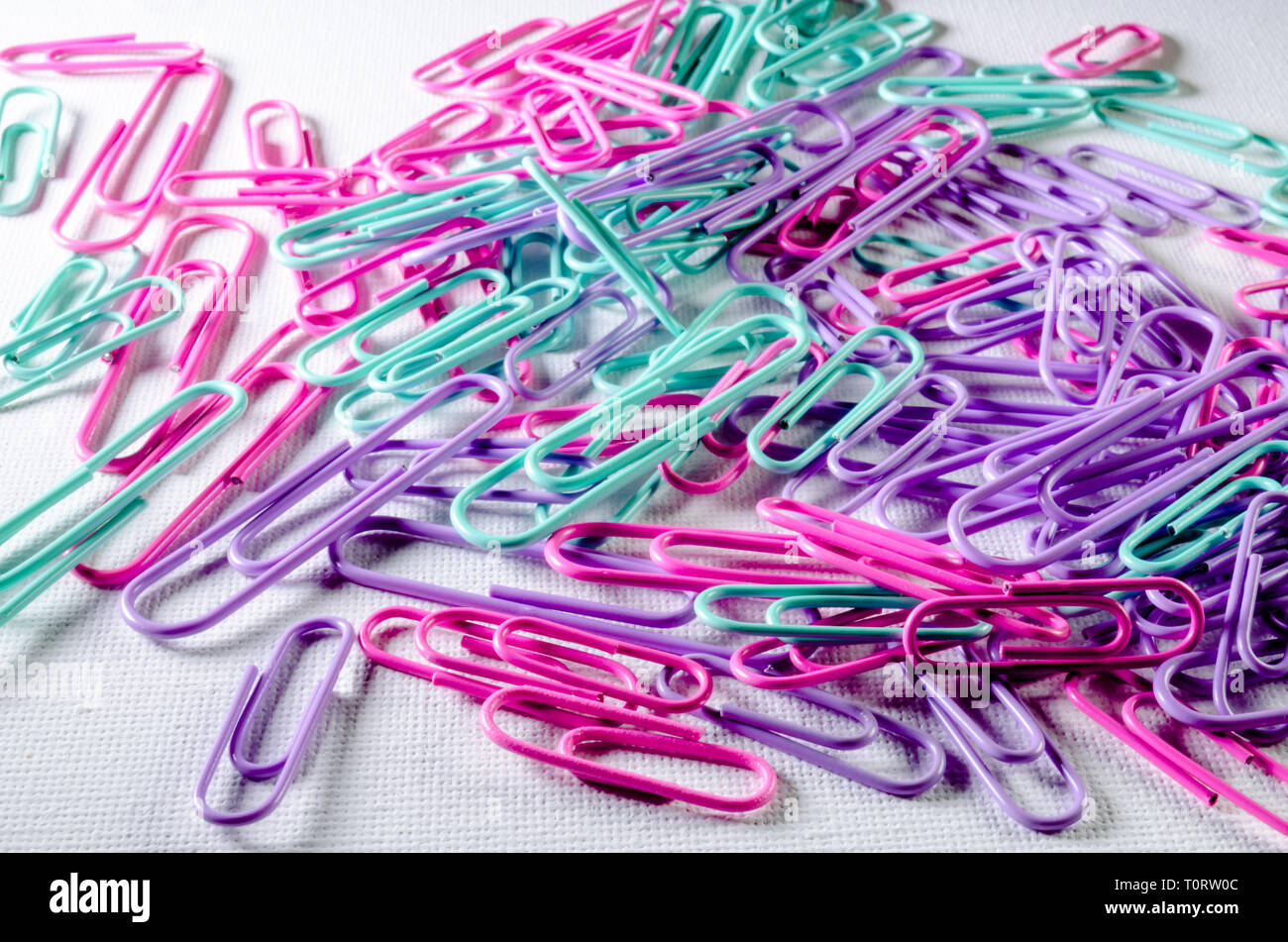 A Studio Photograph of Multicoloured Paperclips Stock Photo
