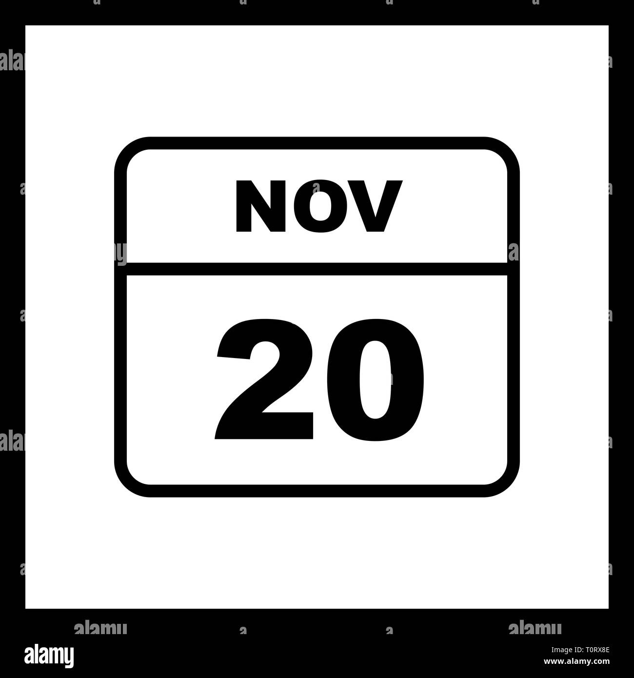 November 20th Date on a Single Day Calendar Stock Photo Alamy