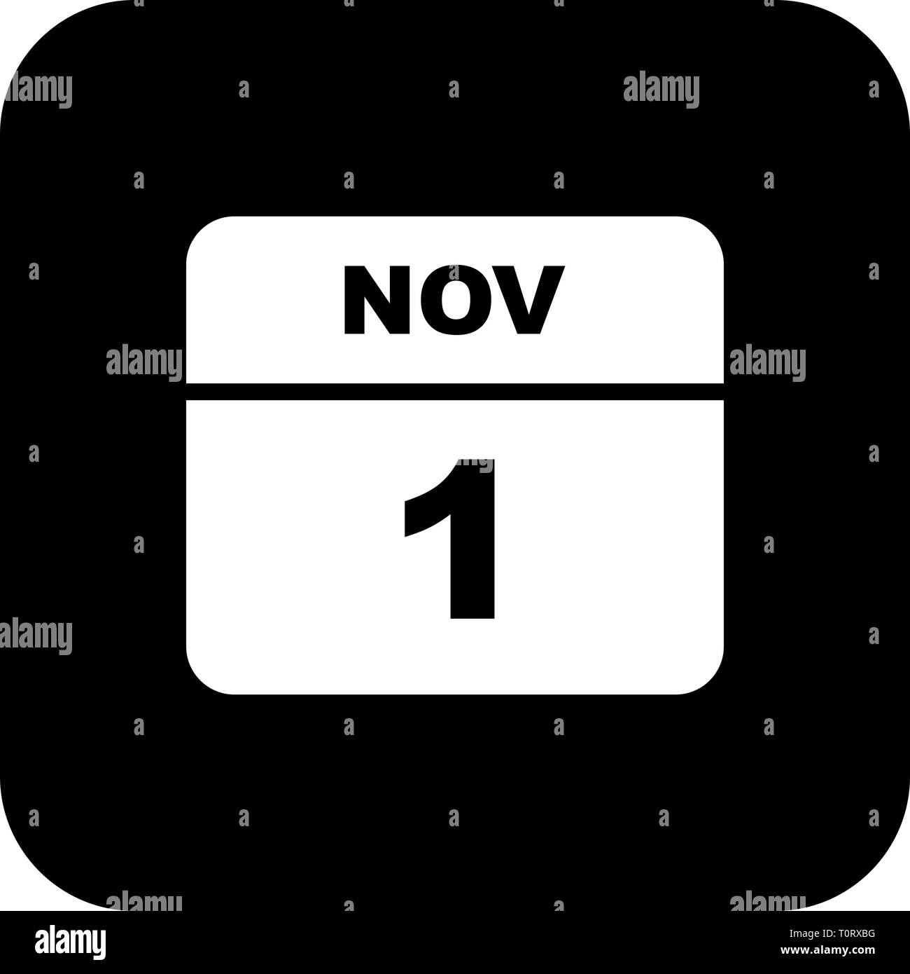 November 1st Date on a Single Day Calendar Stock Photo Alamy