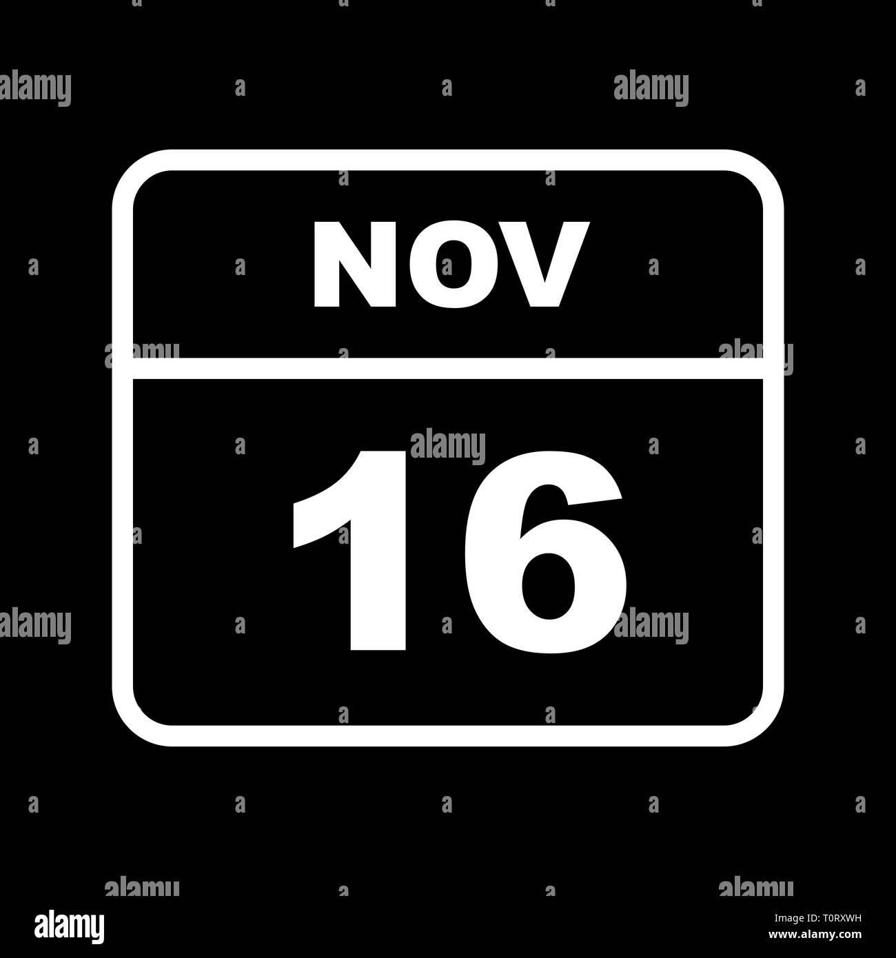 November 16th Date on a Single Day Calendar Stock Photo Alamy