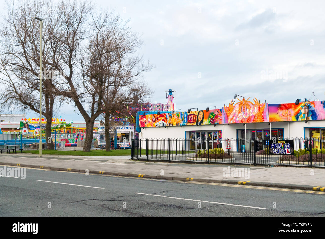 An Amusement Arcade and Ocean Pleasure Beach Park at South Shields Stock Photo