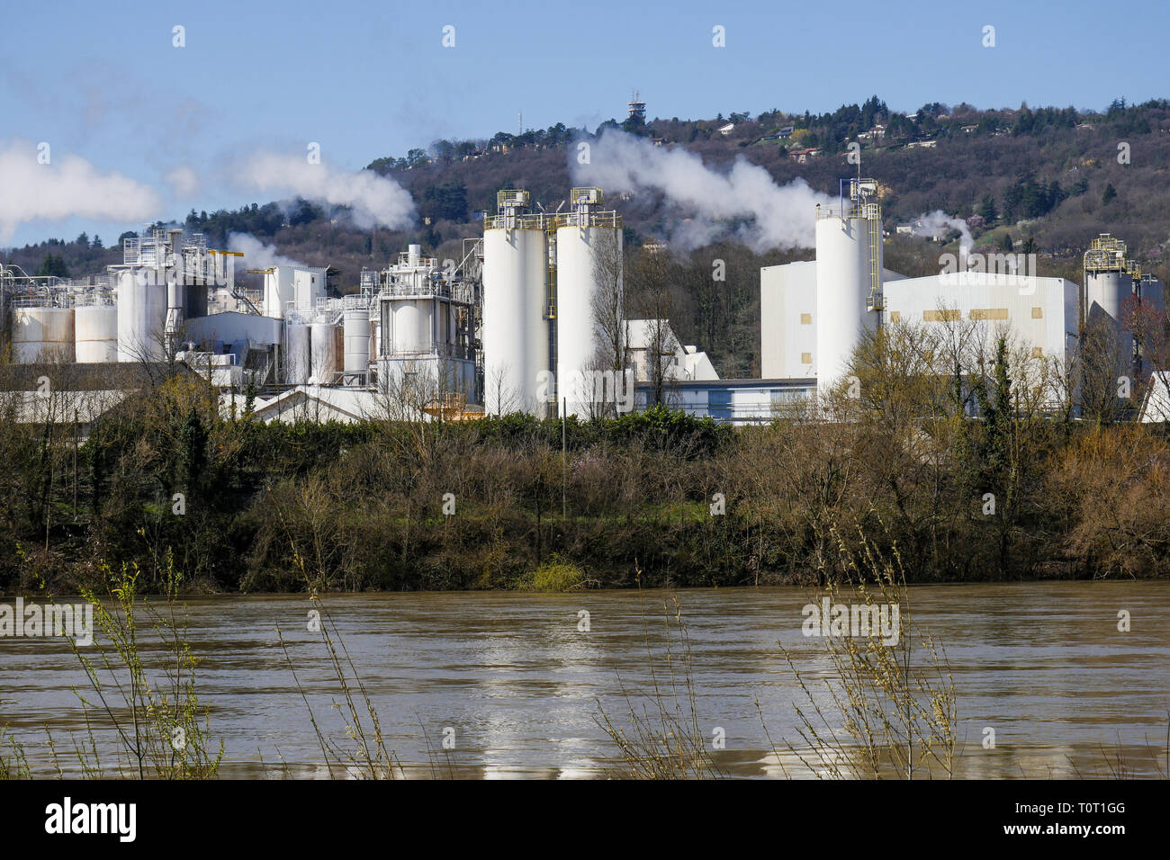 Solvay Chemical Plant, Collonge-au-Mont d'or, Rhone, France Stock Photo ...