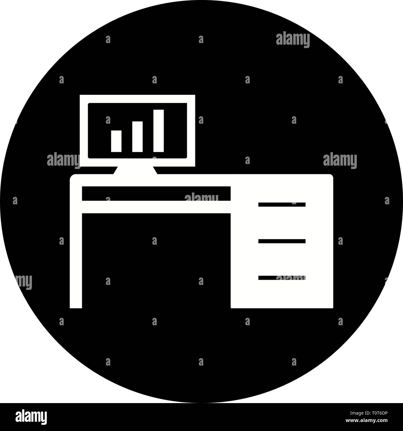 Illustration Office Table Icon Stock Photo - Alamy