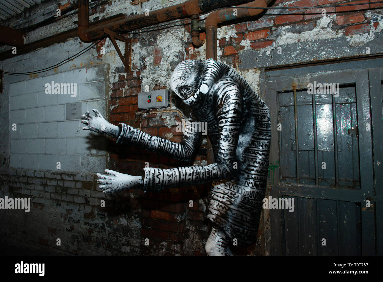 Local artist 'Phlegm' is showing his latest creation called "Mausoleum of the Giants" at the Eye Witness Works, Sheffield  until 6th April 2019. Stock Photo