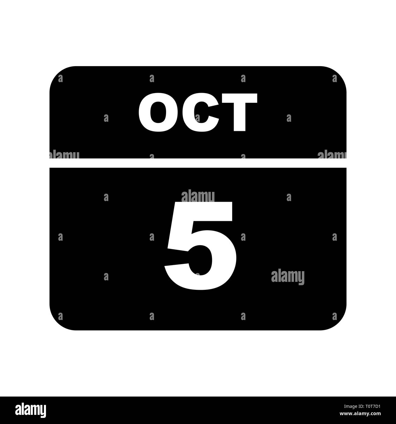 October 5th Date on a Single Day Calendar Stock Photo Alamy
