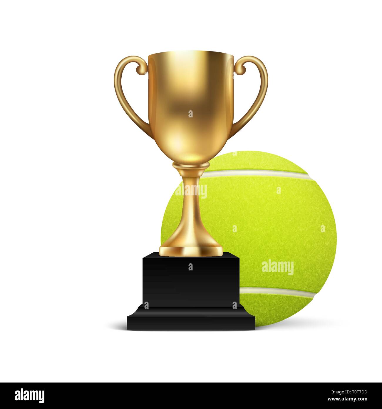 Realistic Vector 3d Blank Golden Champion Cup Icon wirh Tennis Ball Set  Closeup Isolated on White. Design Template of Championship Trophy. Sport  Stock Vector Image & Art - Alamy