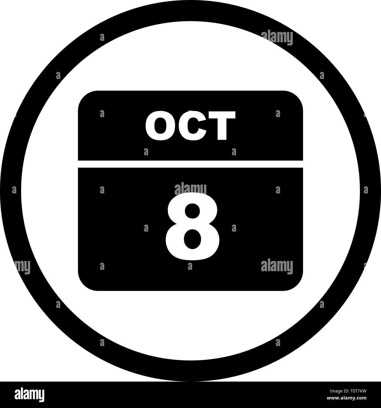 October 8th Date on a Single Day Calendar Stock Photo Alamy