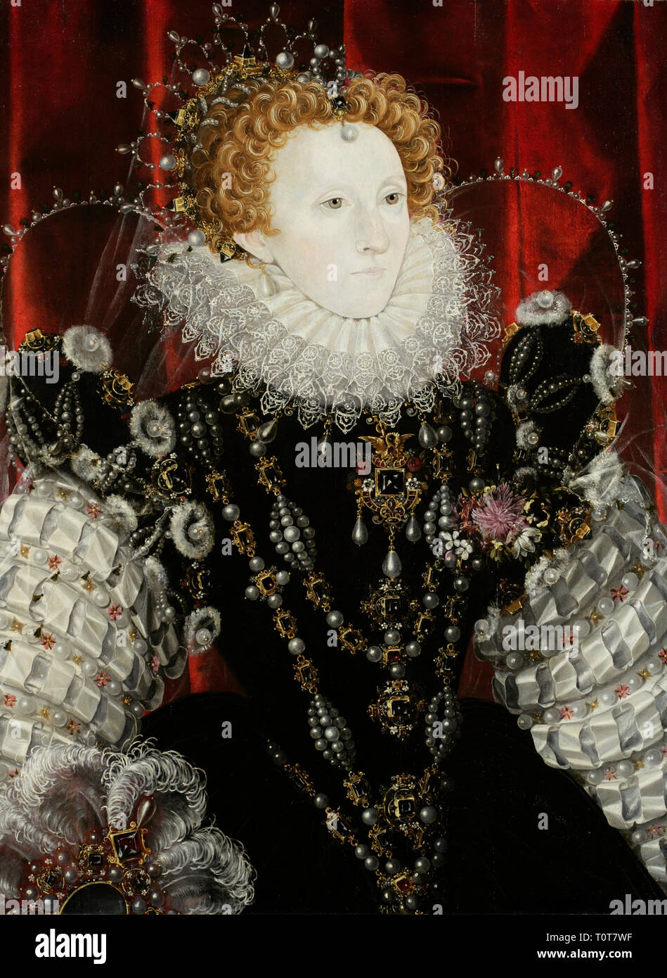 Elizabeth I, by Nicholas Hilliard. Portrait of Elizabeth I of England (1533–1603), Stock Photo