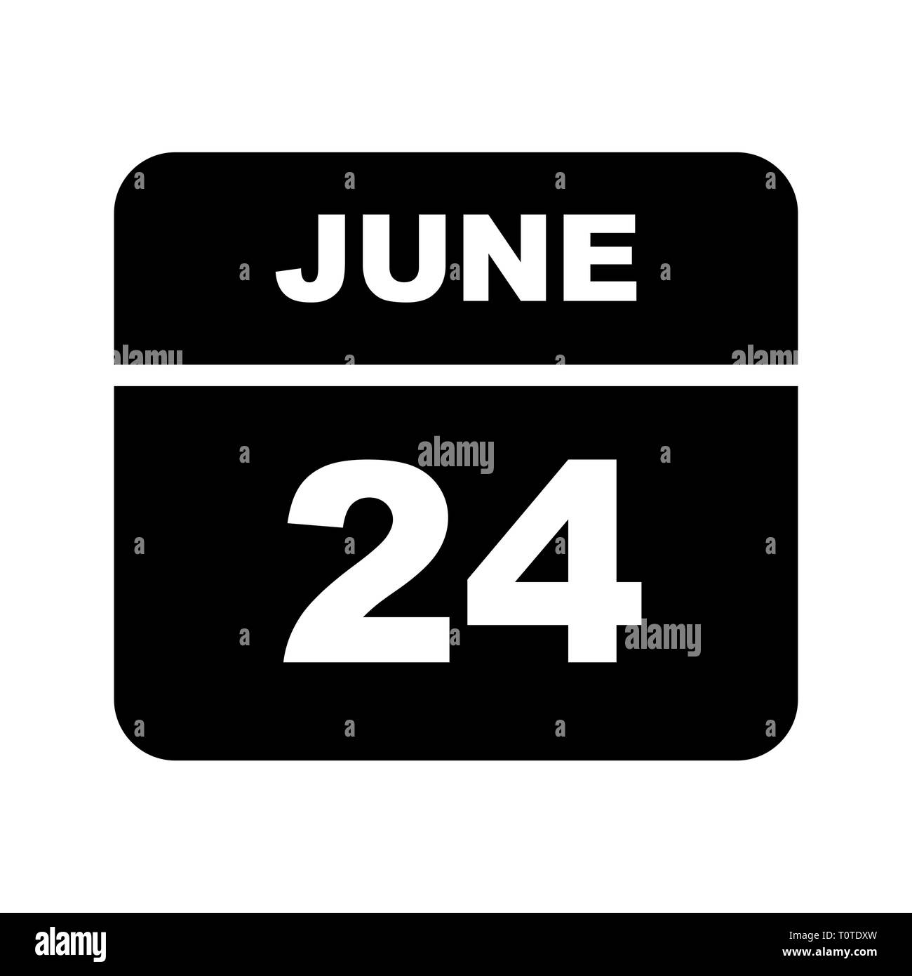 June 24th Date on a Single Day Calendar Stock Photo