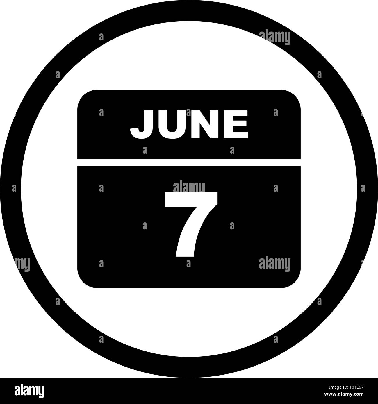 June 7th Date on a Single Day Calendar Stock Photo Alamy