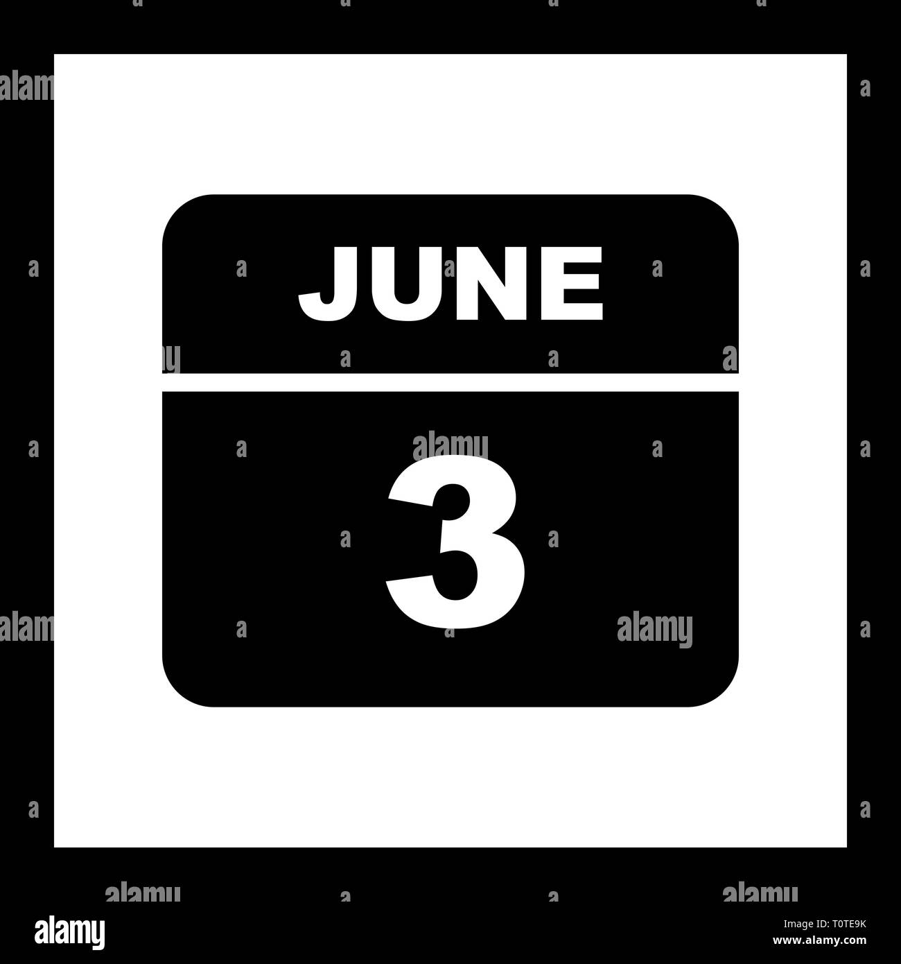 June 3rd Date on a Single Day Calendar Stock Photo - Alamy