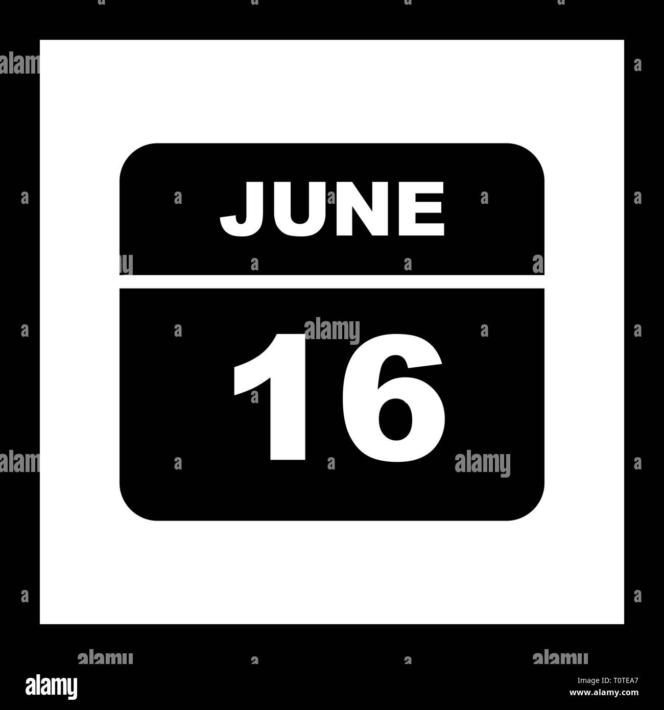 June 16th Date on a Single Day Calendar Stock Photo Alamy
