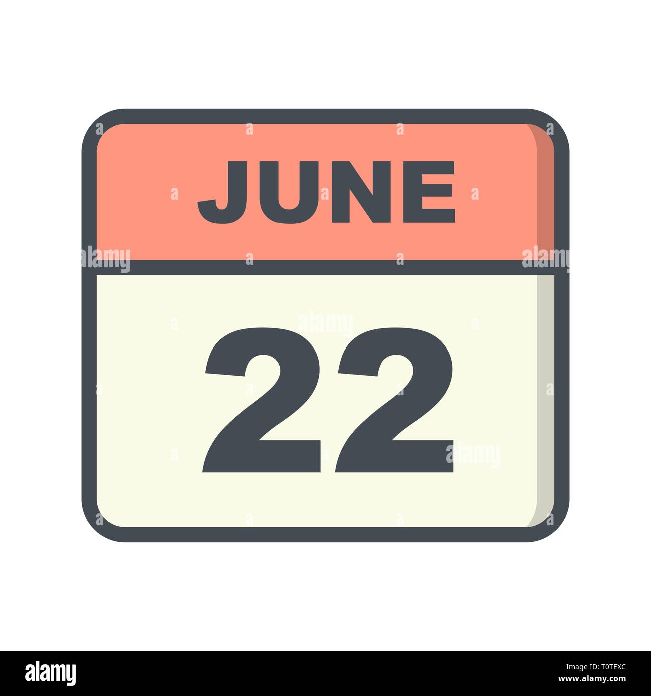 June 22nd Date on a Single Day Calendar Stock Photo Alamy