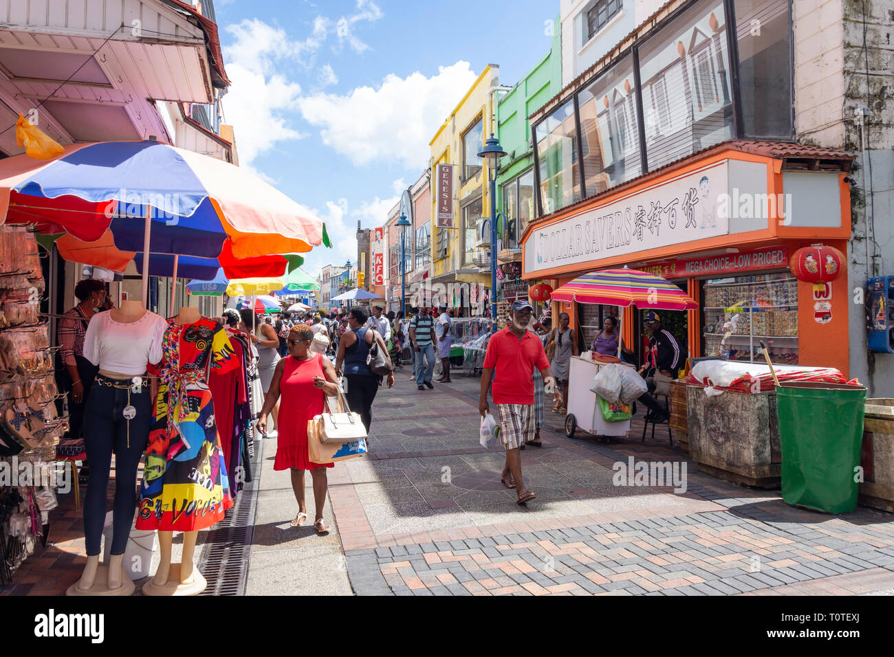 Colourful street market, Swan Street, Bridgetown, St Michael Parish, Barbados, Lesser Antilles, Caribbean Stock Photo