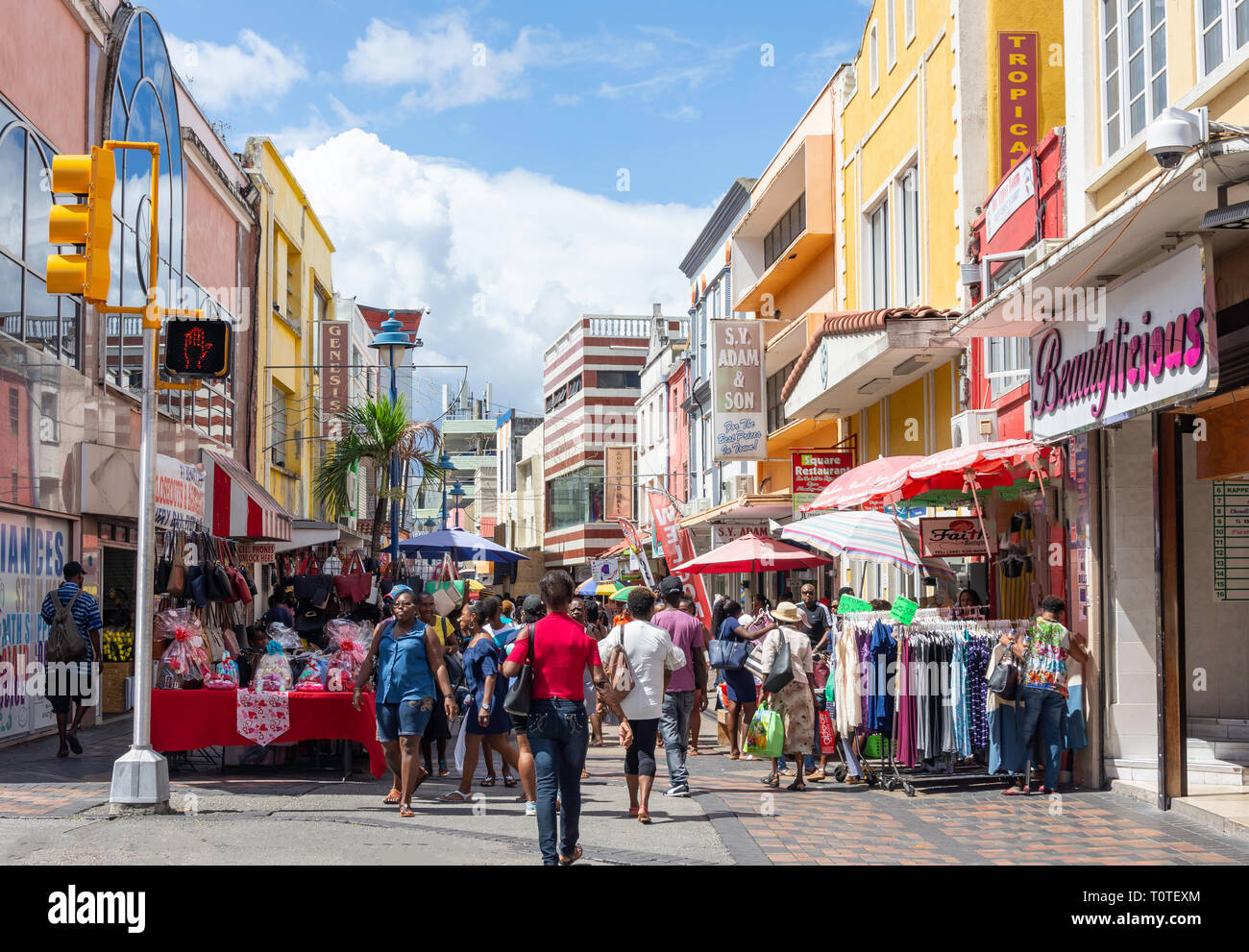 Colourful street market, Swan Street, Bridgetown, St Michael Parish, Barbados, Lesser Antilles, Caribbean Stock Photo