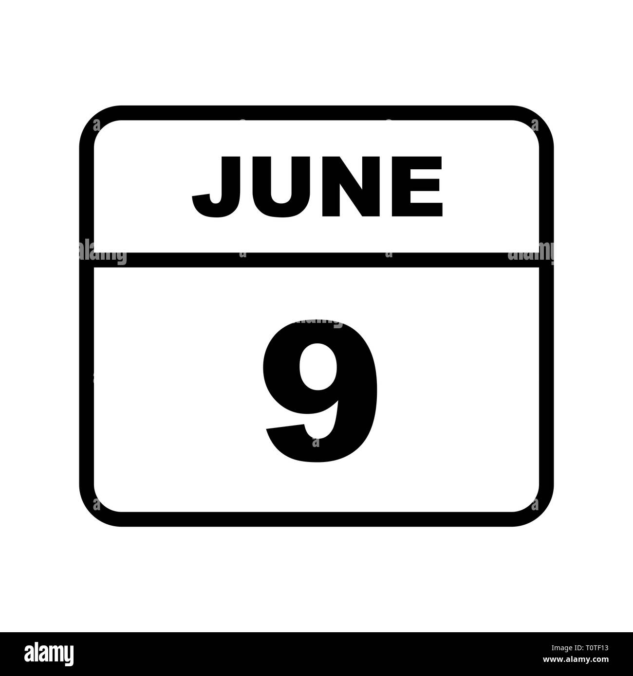 June 9th Date On A Single Day Calendar Stock Photo Alamy