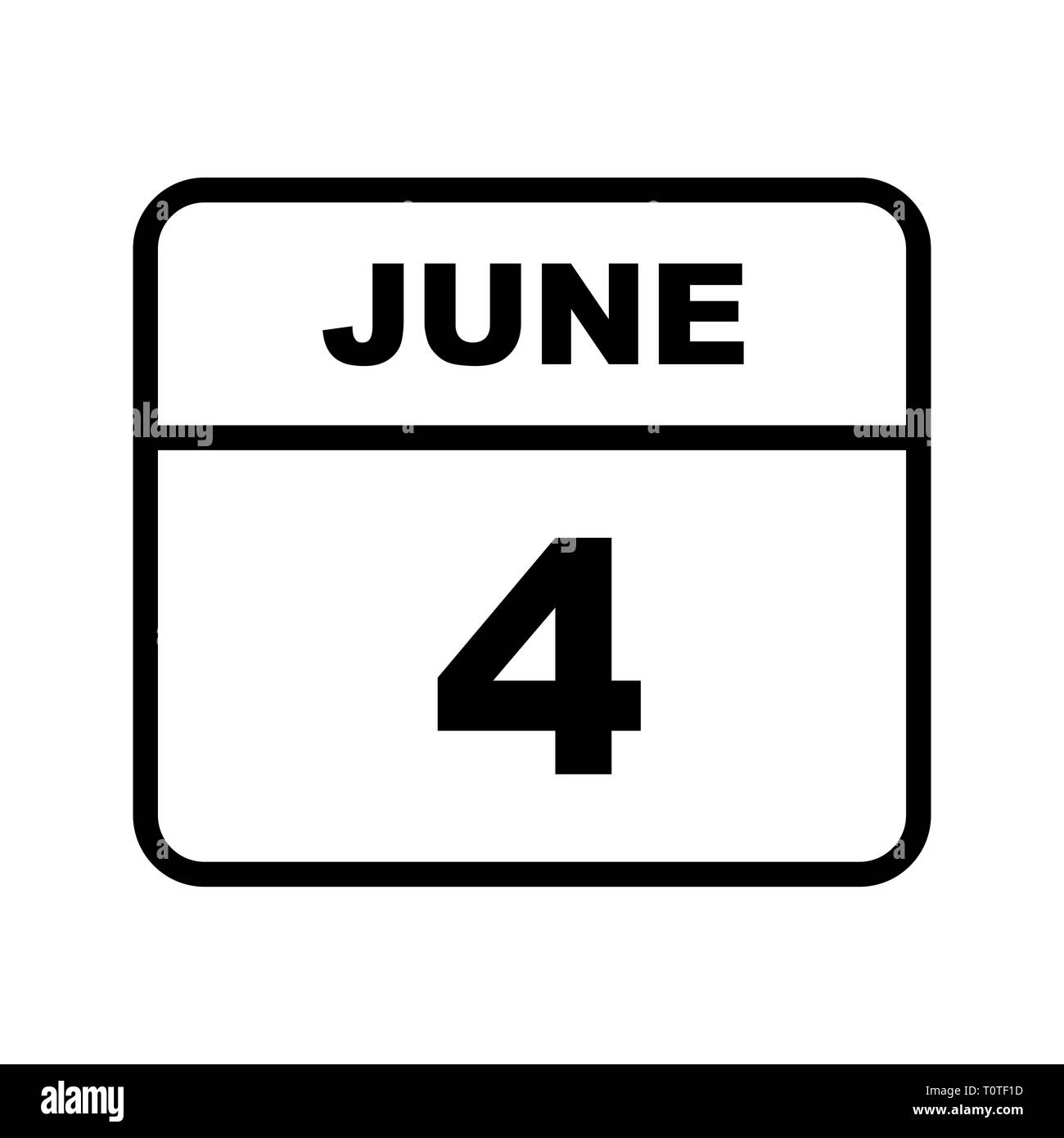 June 4th Date on a Single Day Calendar Stock Photo Alamy