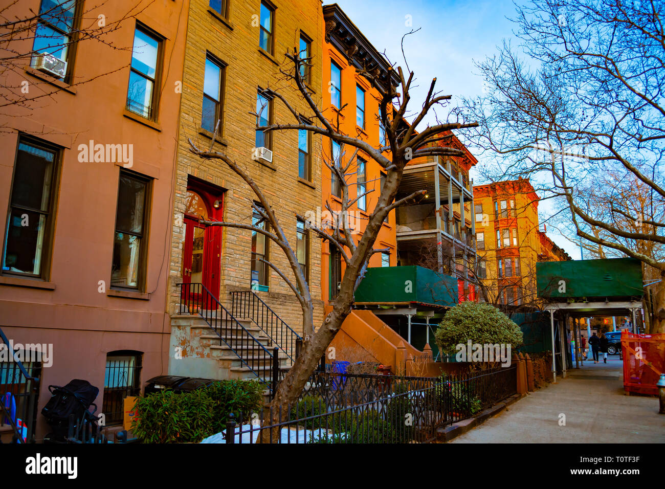 Beautiful colonial apartment buildings in the Park Slope neighborhood