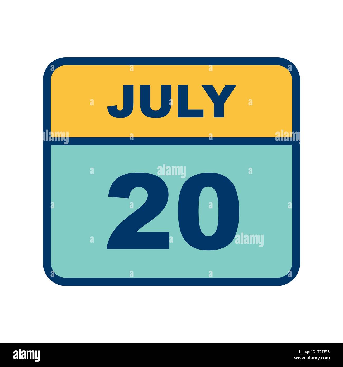 July 20th Date on a Single Day Calendar Stock Photo