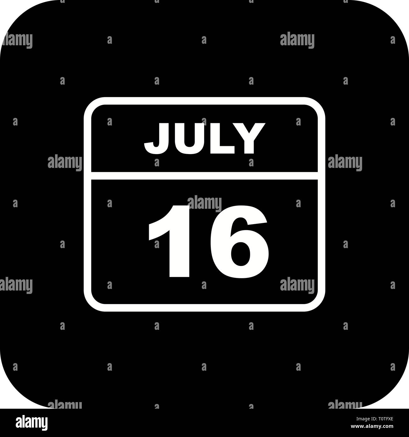 July 16th Date on a Single Day Calendar Stock Photo Alamy