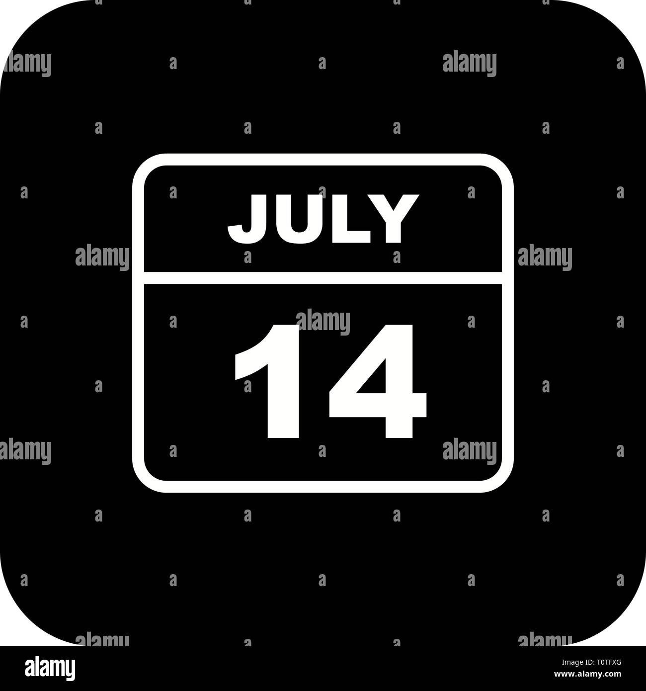 July 14th Date on a Single Day Calendar Stock Photo Alamy