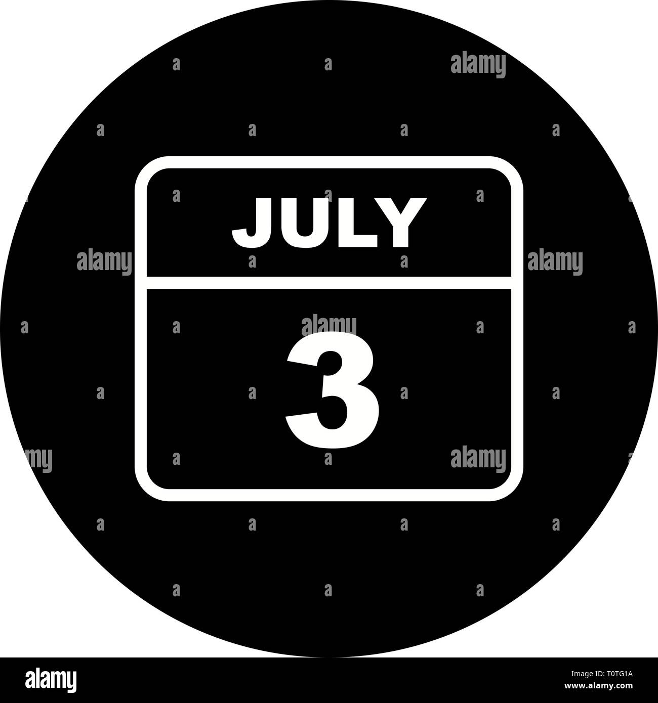 July 3rd Date on a Single Day Calendar Stock Photo Alamy