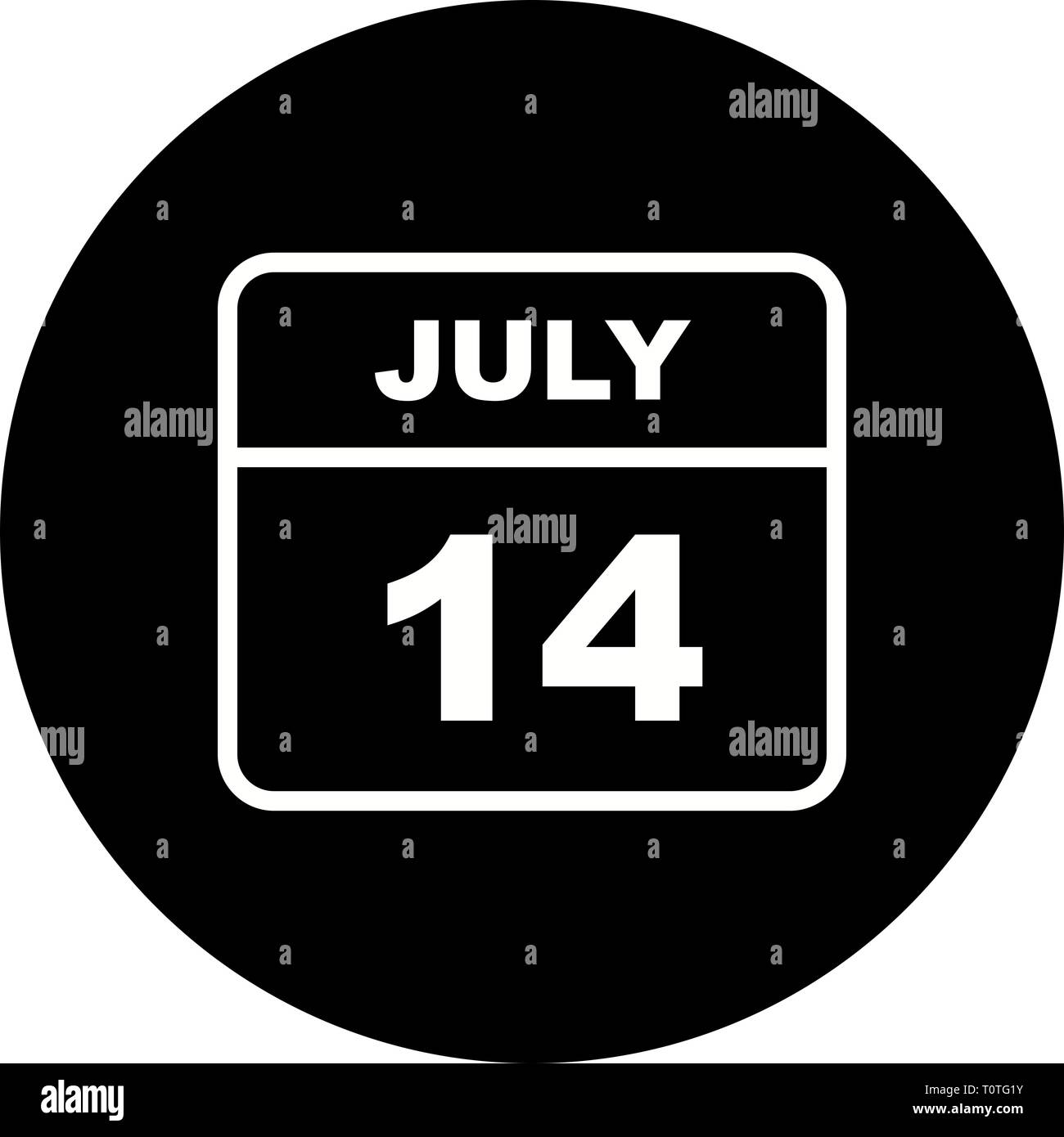 July 14th Date on a Single Day Calendar Stock Photo Alamy